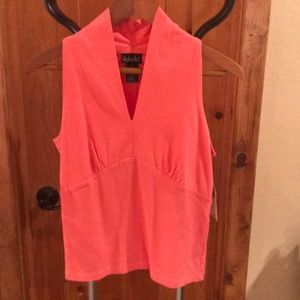Coral V neck Top